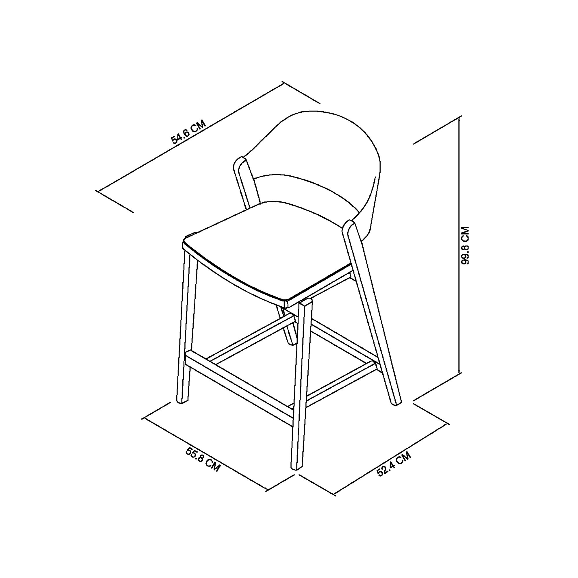 Astra - Rustic Oak Bar Stool in Grey Fabric