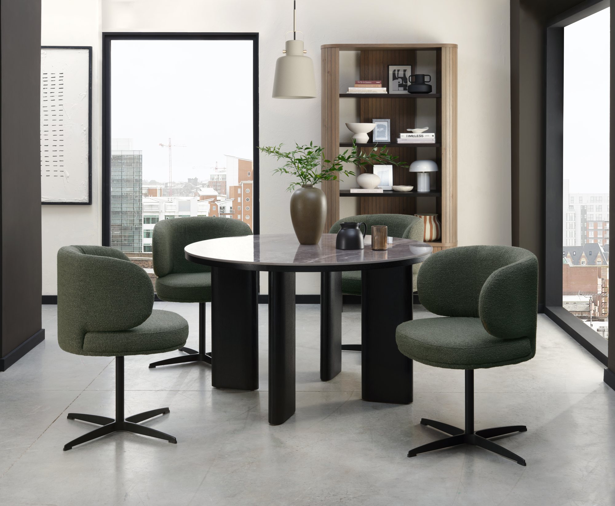 Carmen - Grey Ceramic 4 Seater Round Dining Table