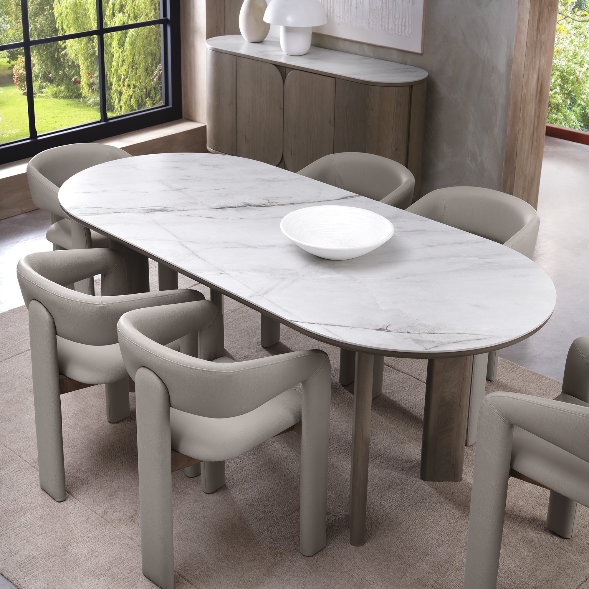 Nova Grey Oiled Oak 6 Seater Table with Monte Blanco Ceramic Top