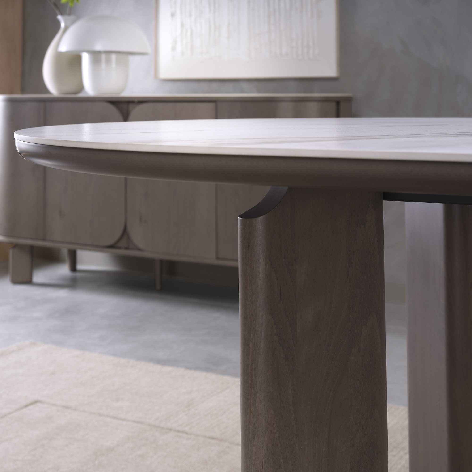 Nova - Grey Oiled Oak Ceramic 6 Seater Dining Table