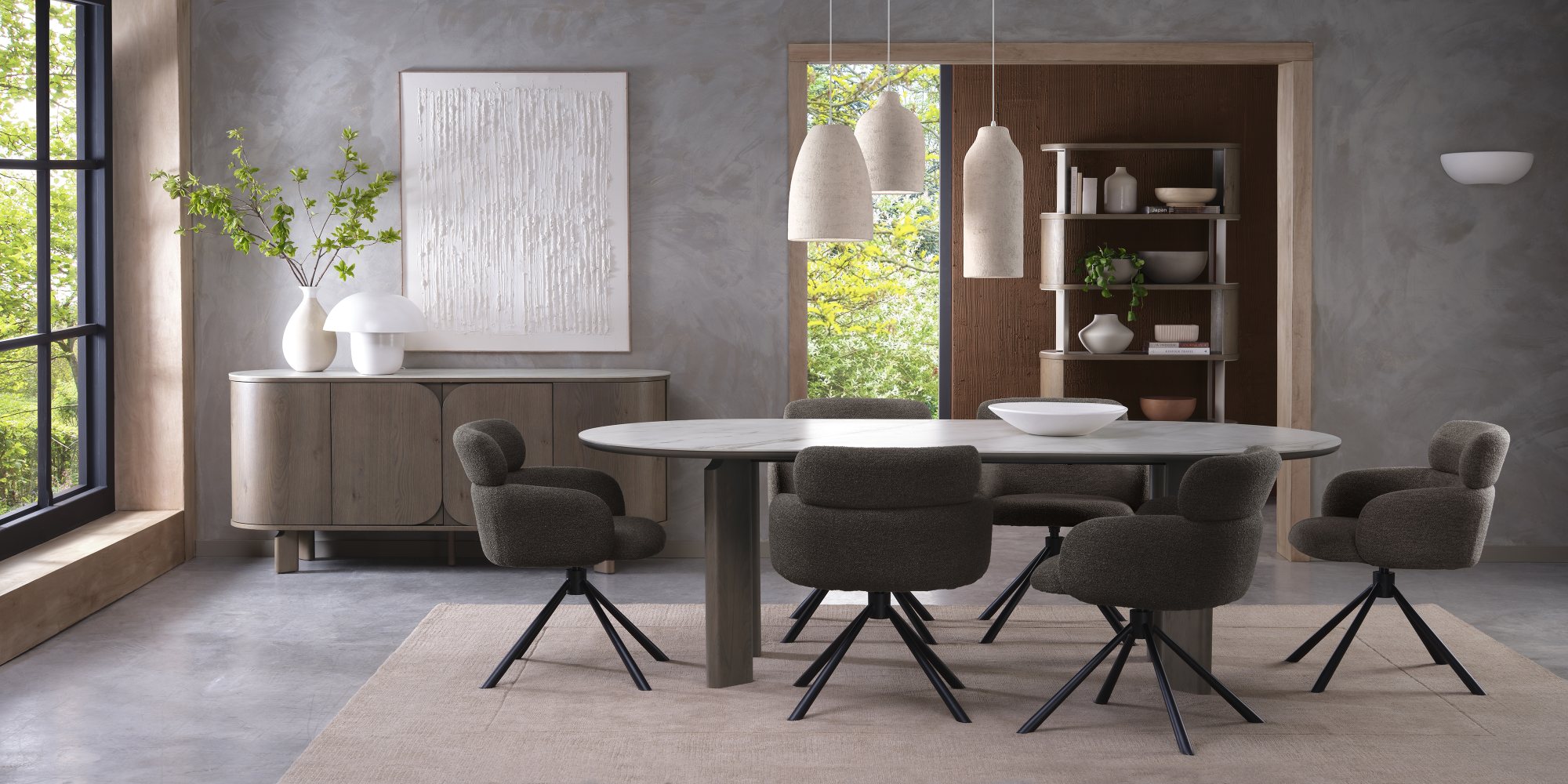 Nova - Grey Oiled Oak Ceramic Wide Sideboard