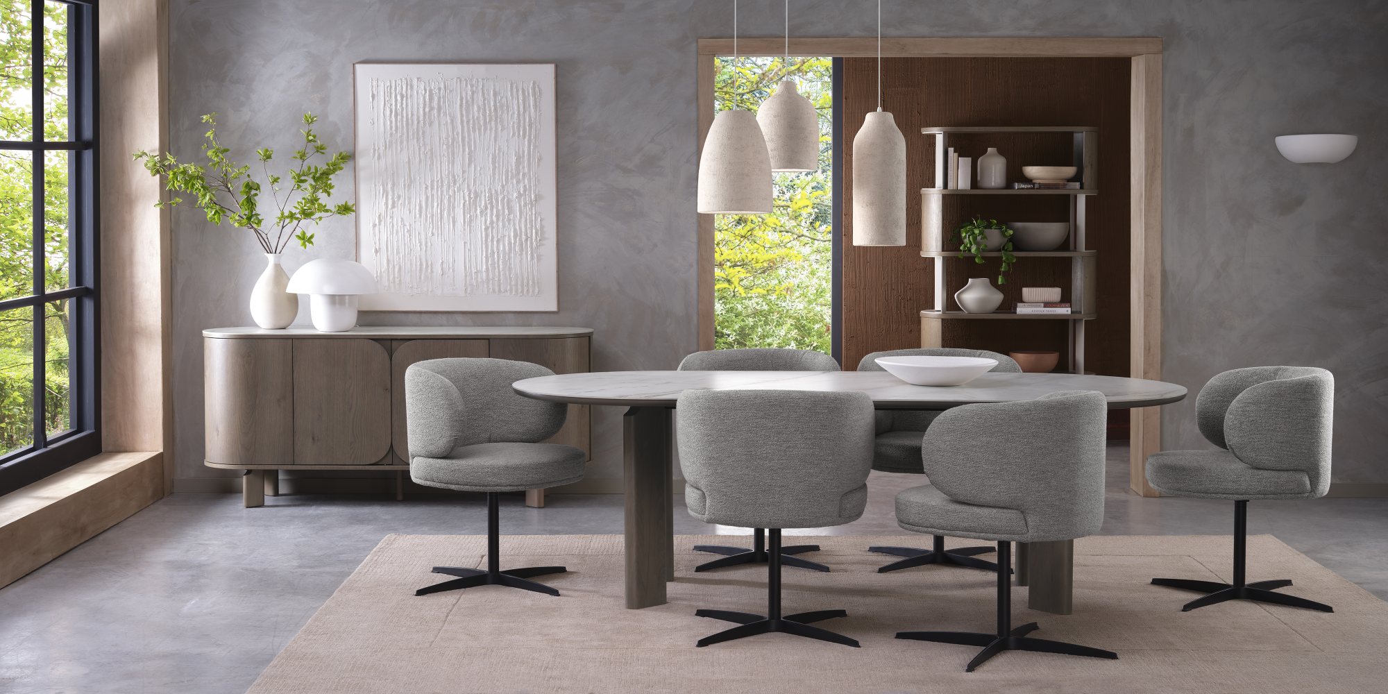 Nova - Grey Oiled Oak Ceramic Wide Sideboard