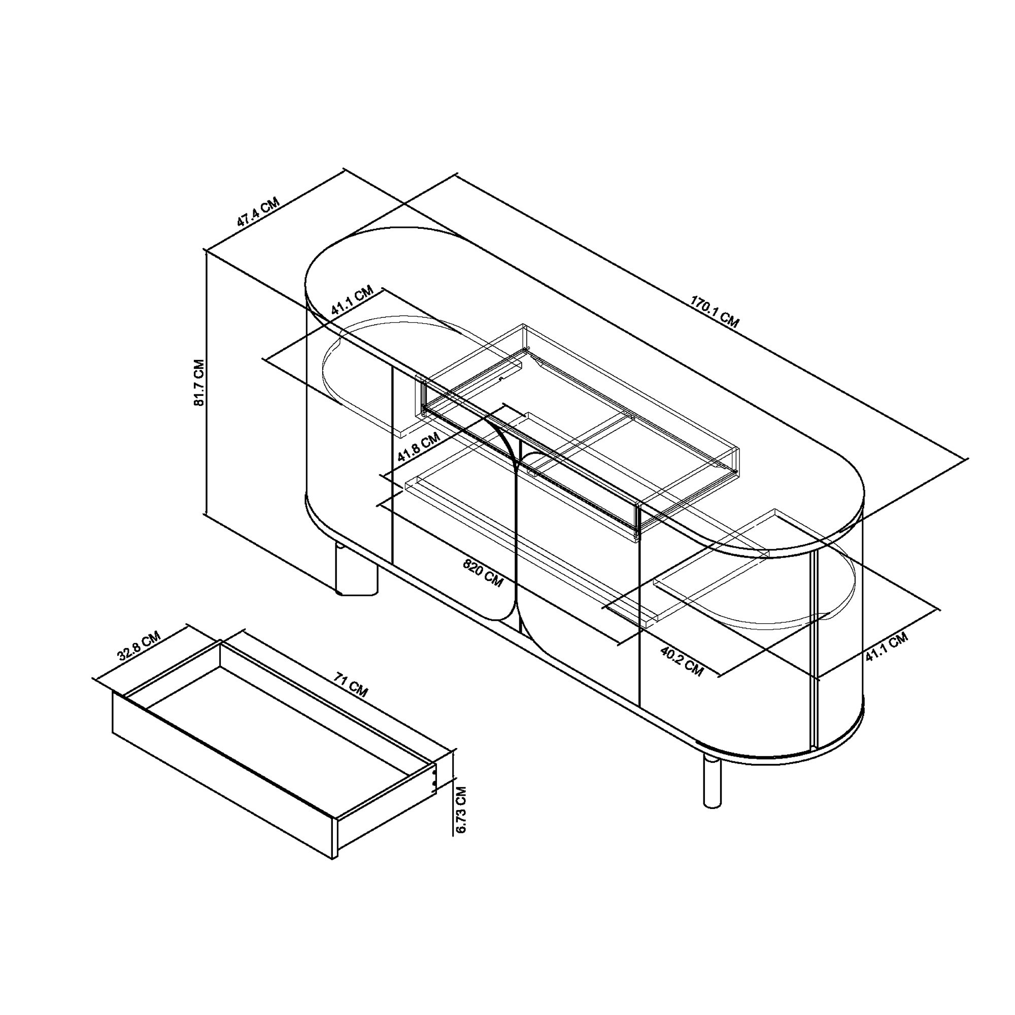 Nova - Grey Oiled Oak Ceramic Wide Sideboard