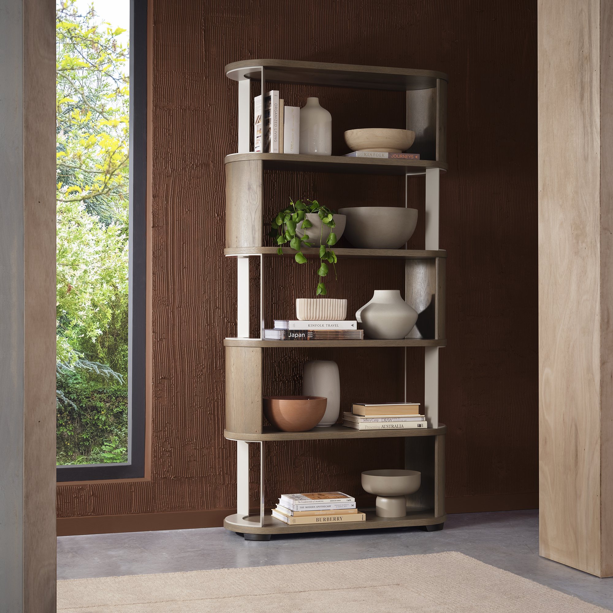 Nova Grey Oiled Oak Open Display Unit