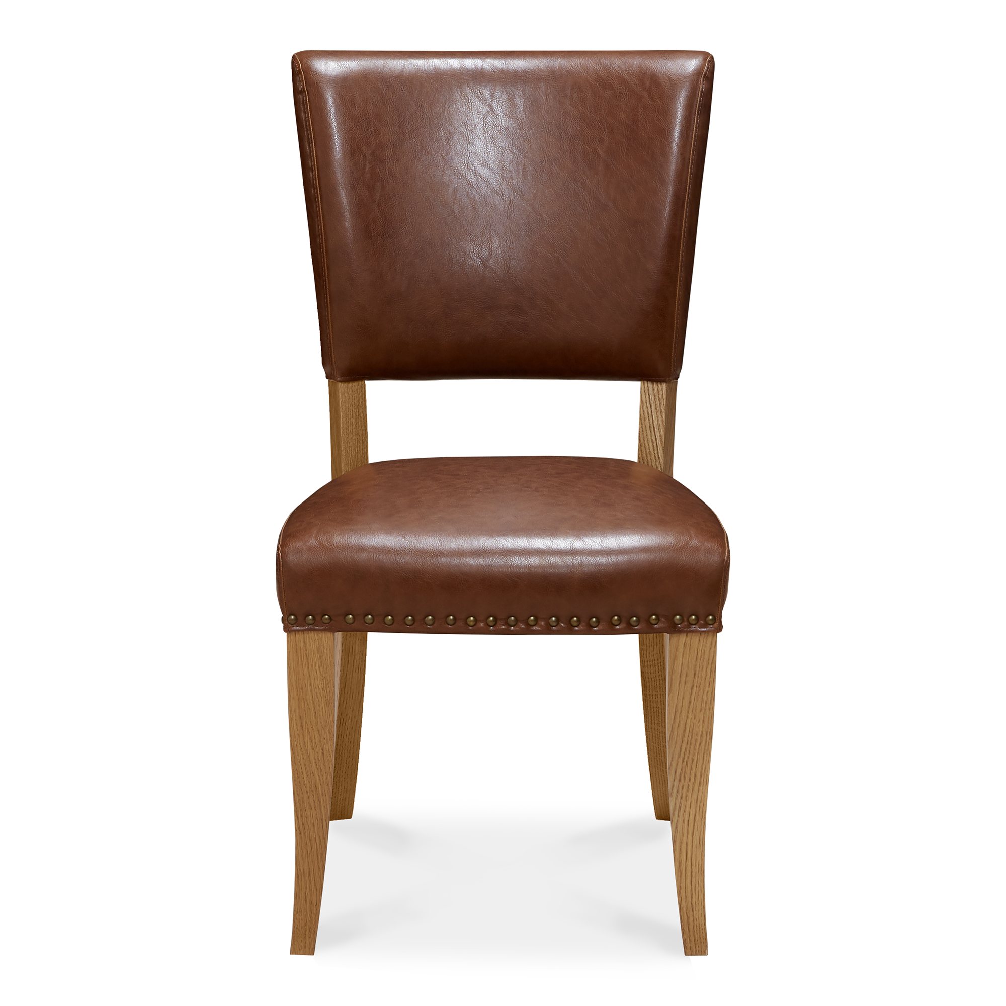 Rivera - Rustic Oak Dining Chair in Tan Faux Leather (Pair)
