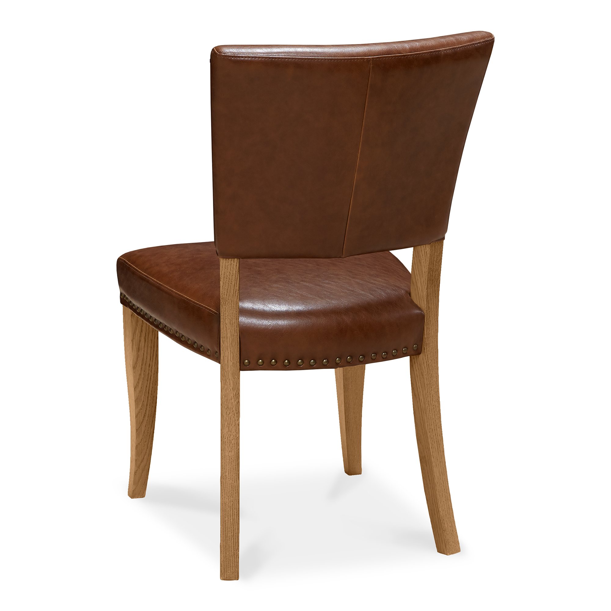 Rivera - Rustic Oak Dining Chair in Tan Faux Leather (Pair)