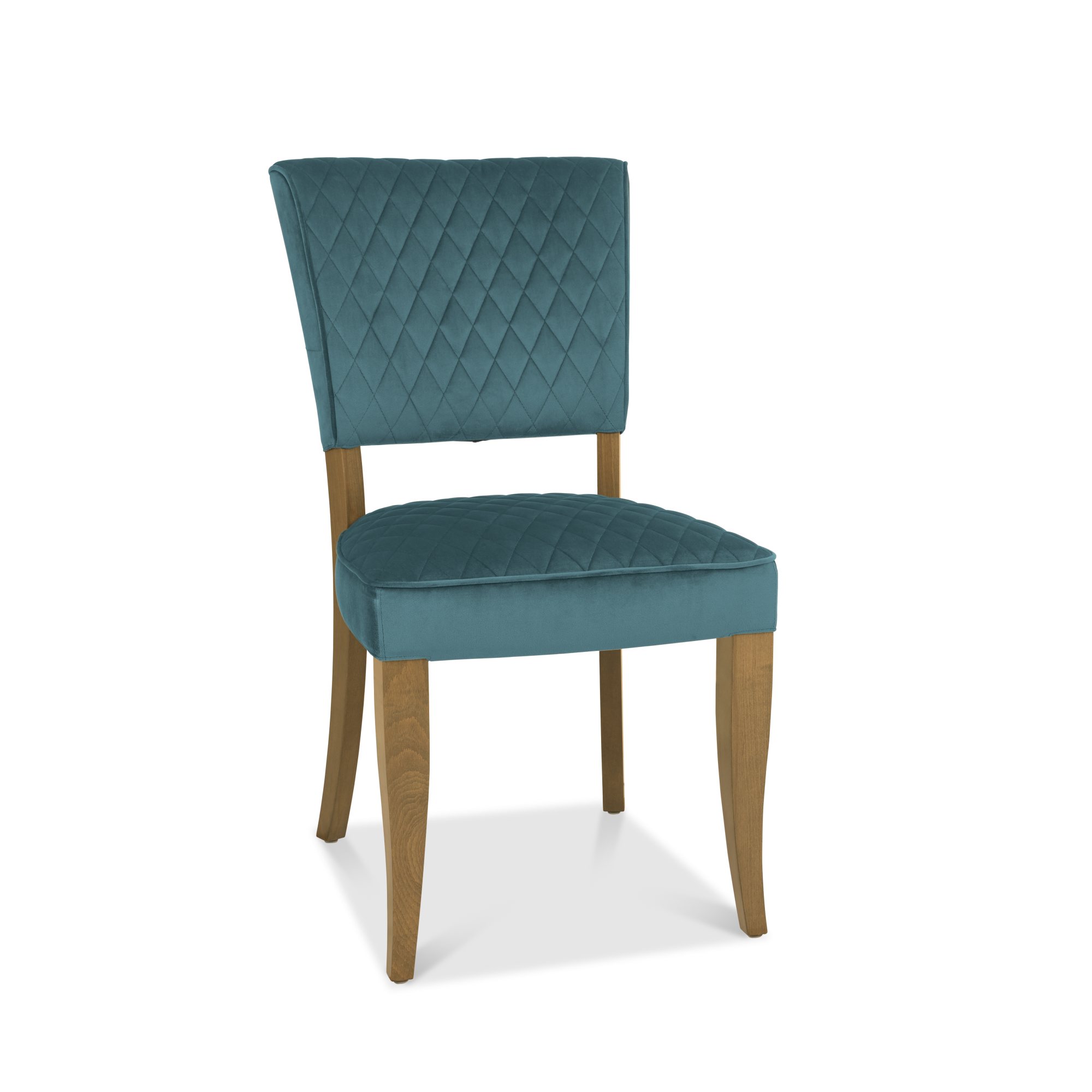 Constable - Rustic Oak Dining Chair in Azure Velvet (Pair)