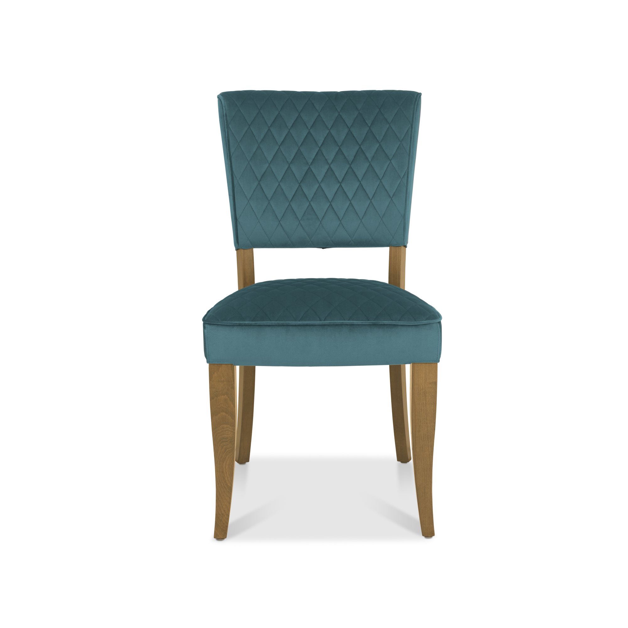 Constable - Rustic Oak Dining Chair in Azure Velvet (Pair)