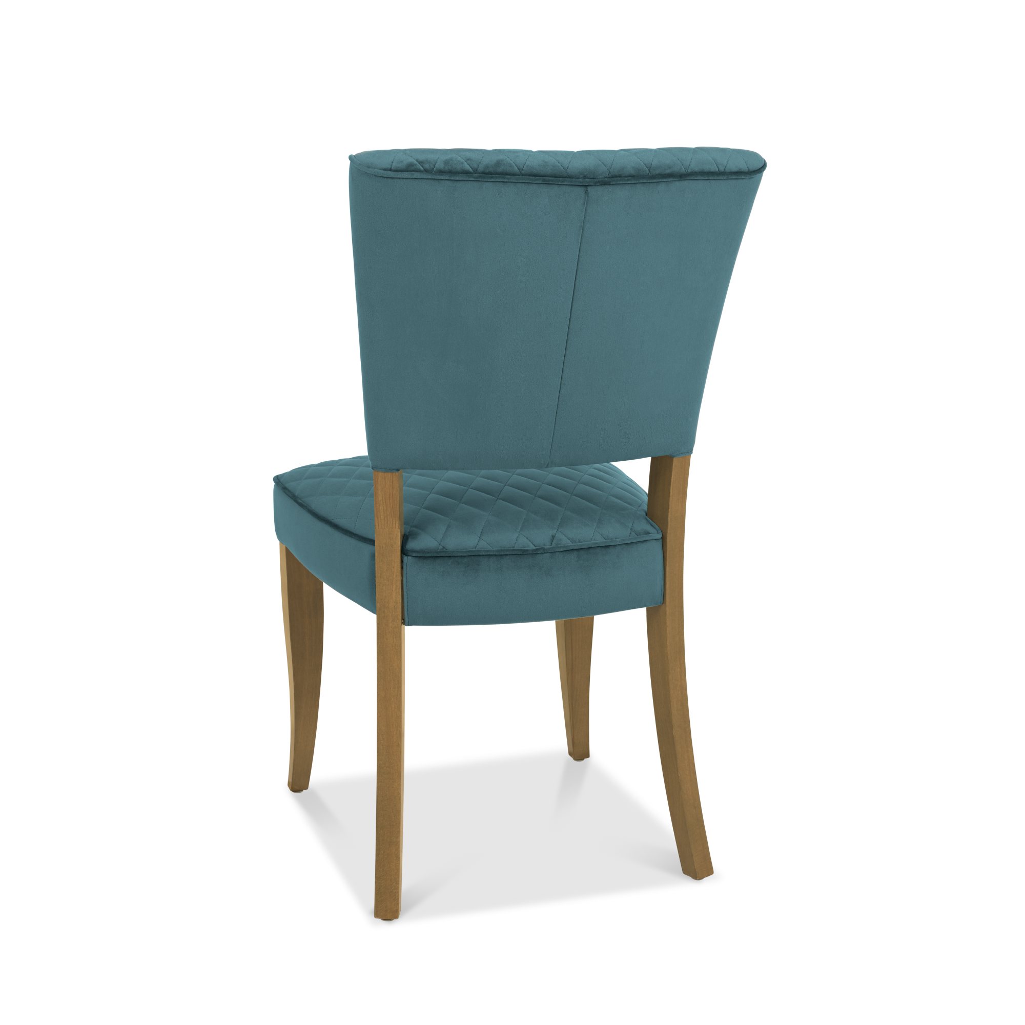 Constable - Rustic Oak Dining Chair in Azure Velvet (Pair)