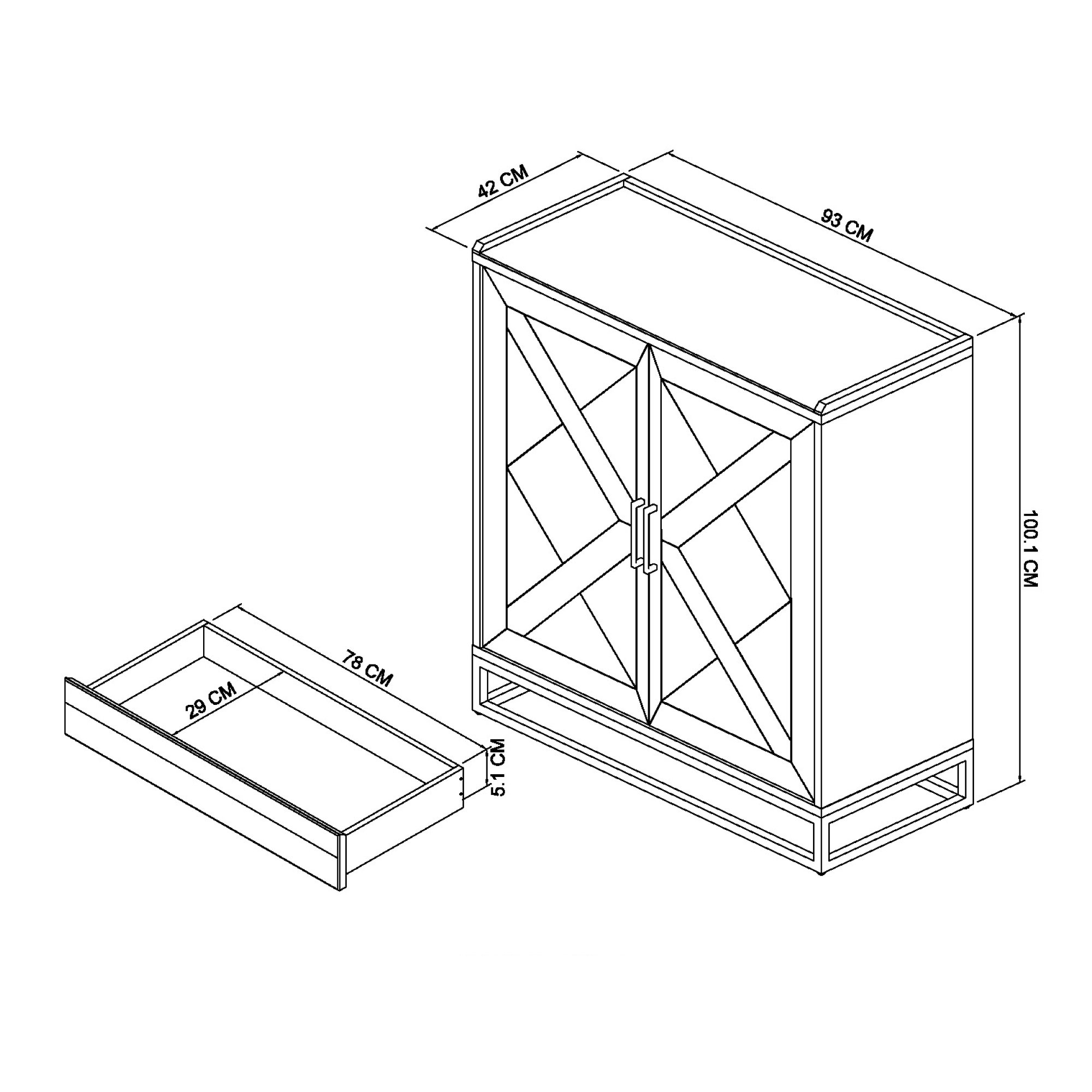 Lowry - Rustic Oak Drinks Cabinet with Peppercorn Frame