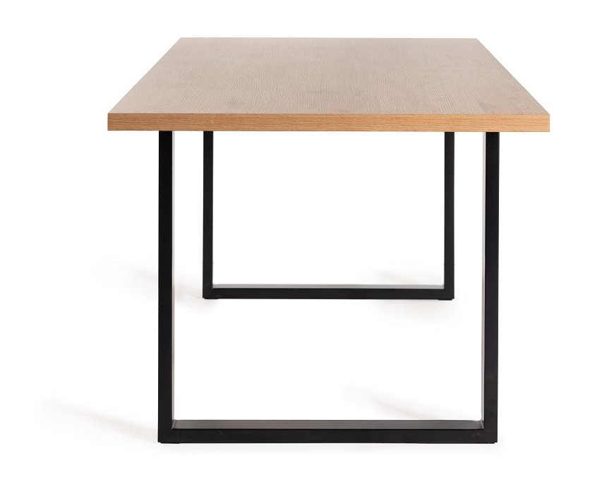 Ramsay - U Leg Oak Effect 6 Seater Dining Table & 4 Mustard Velvet Mondrian Dining Chairs