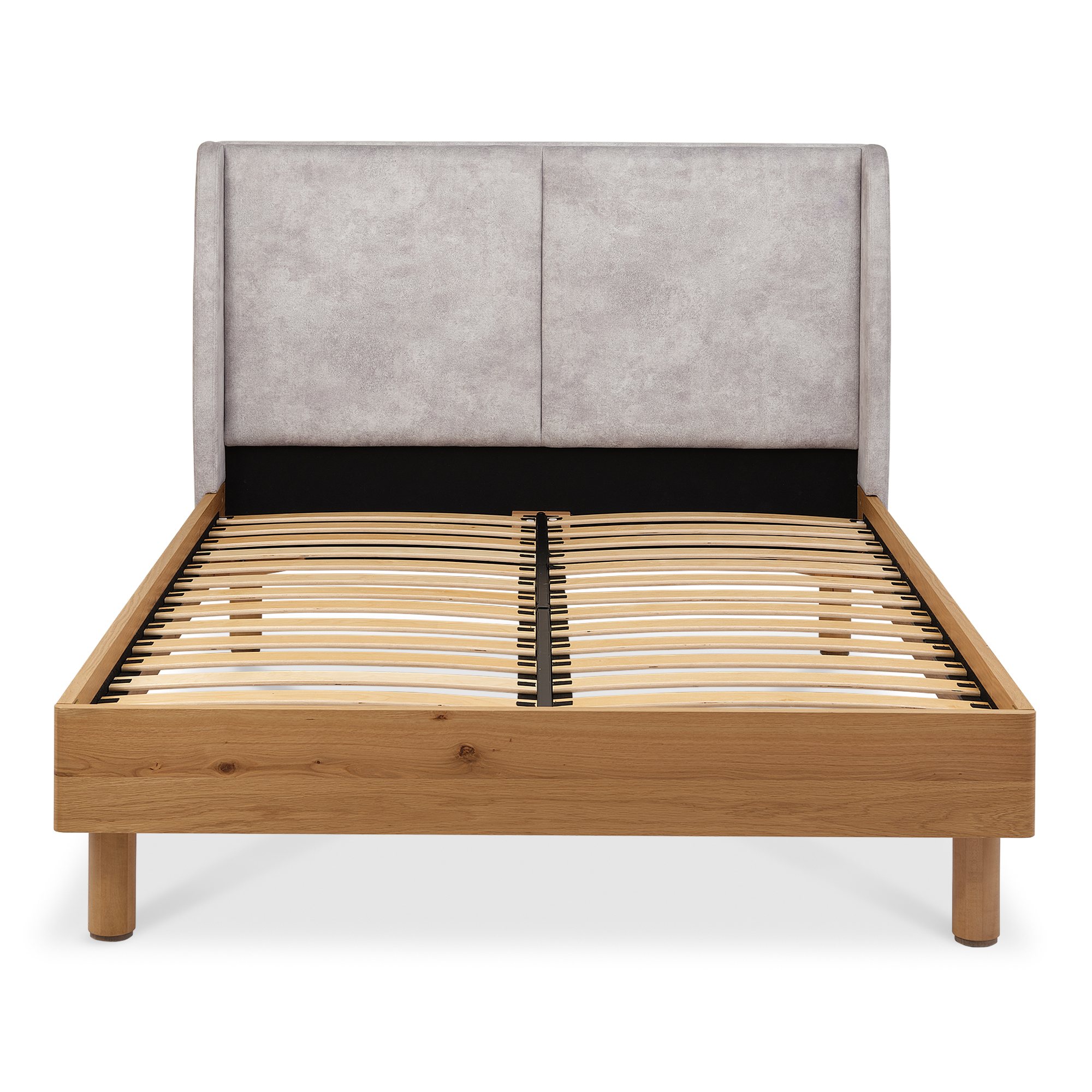 Astra - Knotty Oak Pearl Velvet Super King Bed Frame 180cm