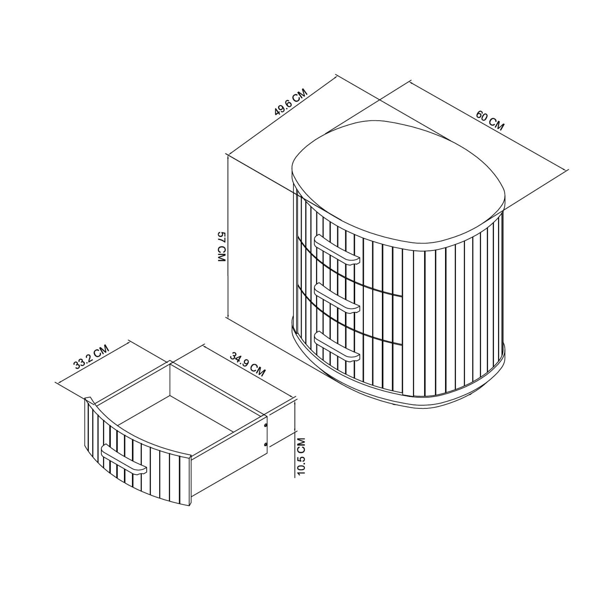 Astra - Knotty Oak 3 Drawer Bedside Table
