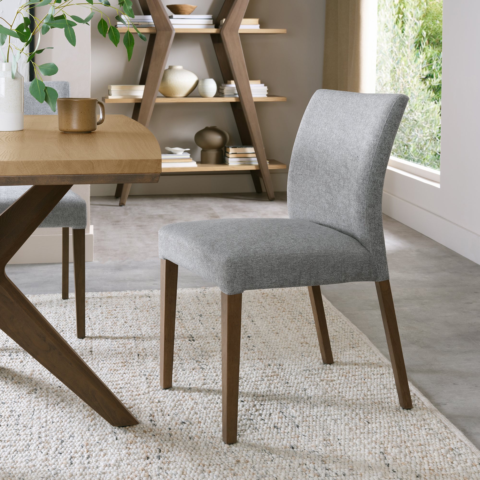 Henley Light Weathered Oak Upholstered Chairs in Grey Fabric