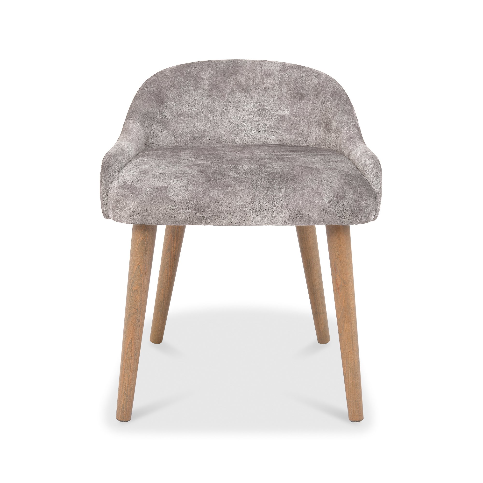 Astra - Knotty Oak Vanity Stool in Pearl Velvet