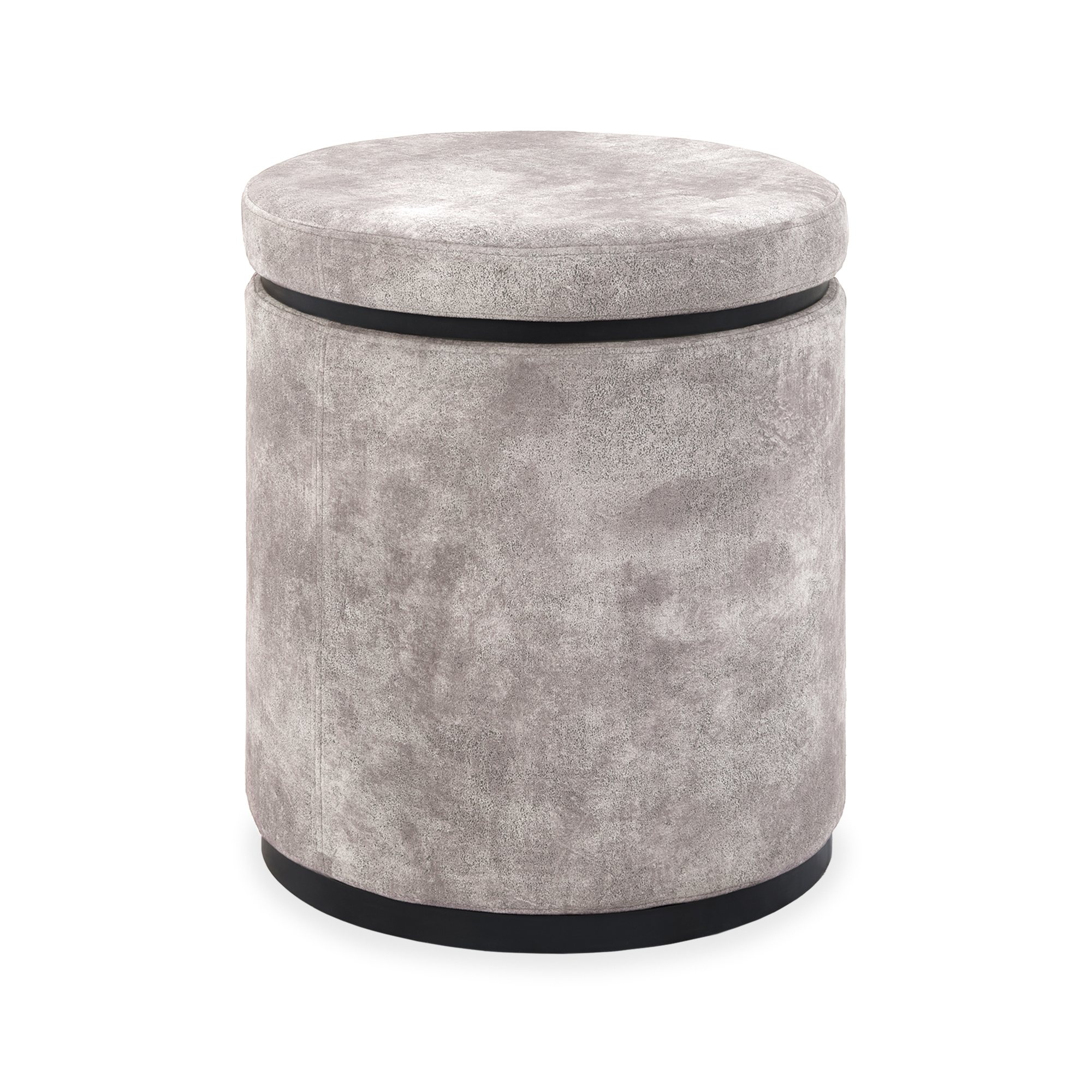 Astra - Knotty Oak Storage Stool in Pearl Velvet