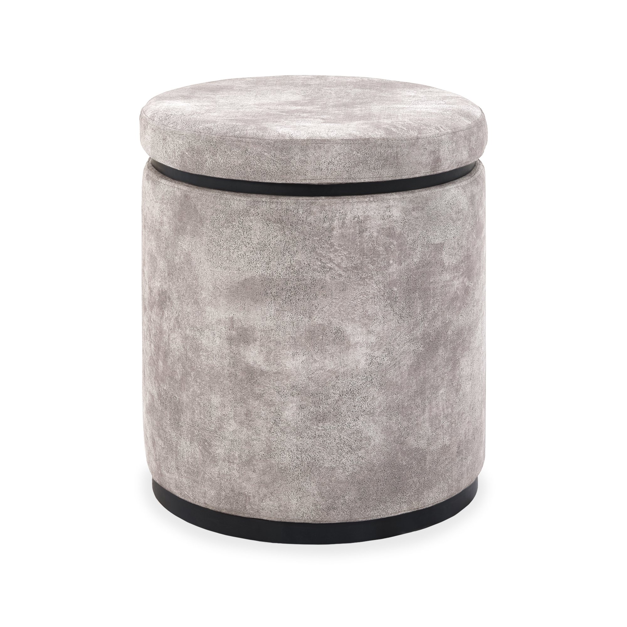 Astra - Knotty Oak Storage Stool in Pearl Velvet