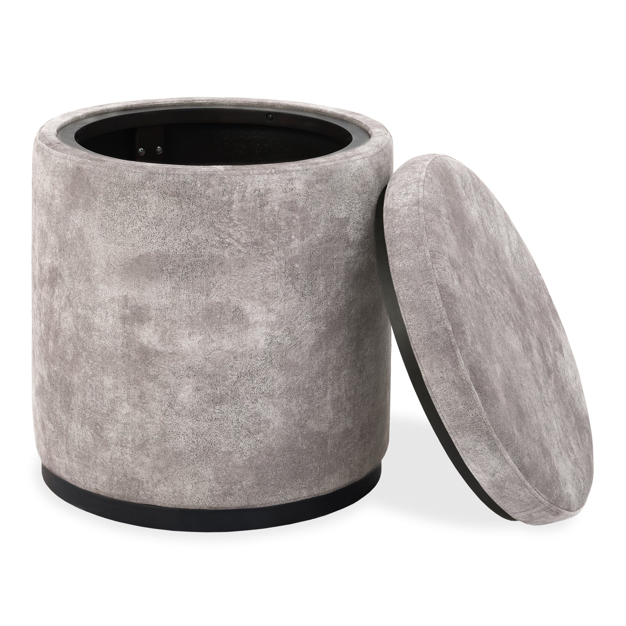Astra - Knotty Oak Storage Stool in Pearl Velvet