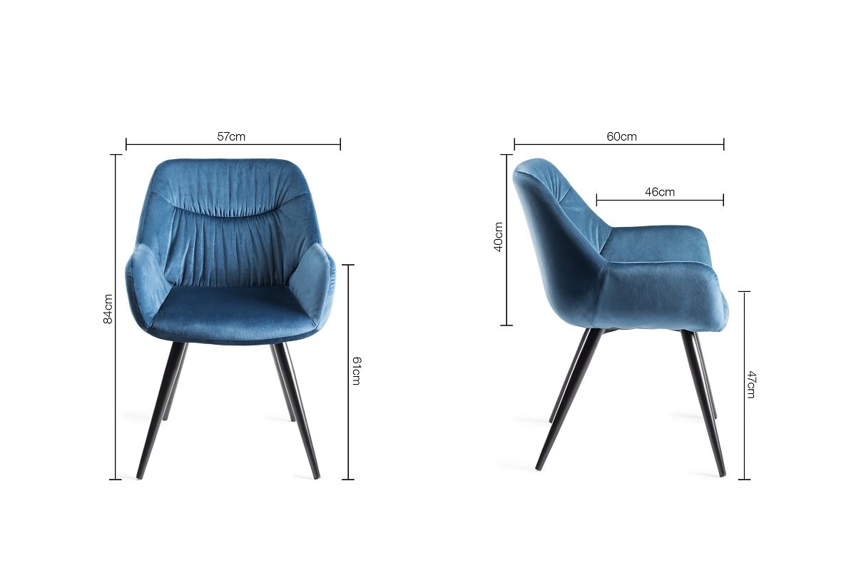 Ramsay - U Leg Oak Effect 6 Seater Dining Table & 4 Blue Velvet Dali Dining Chairs