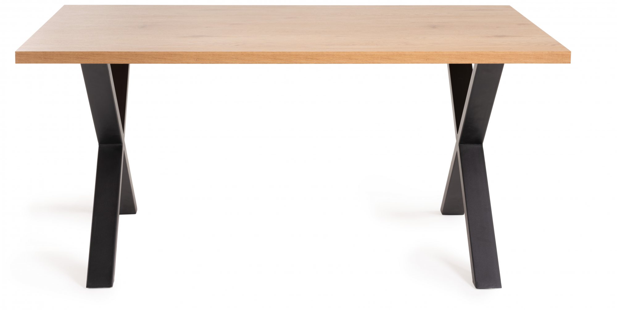 Ramsay - X Leg Oak Effect 6 Seater Dining Table & 6 Blue Velvet Cezanne Dining Chairs