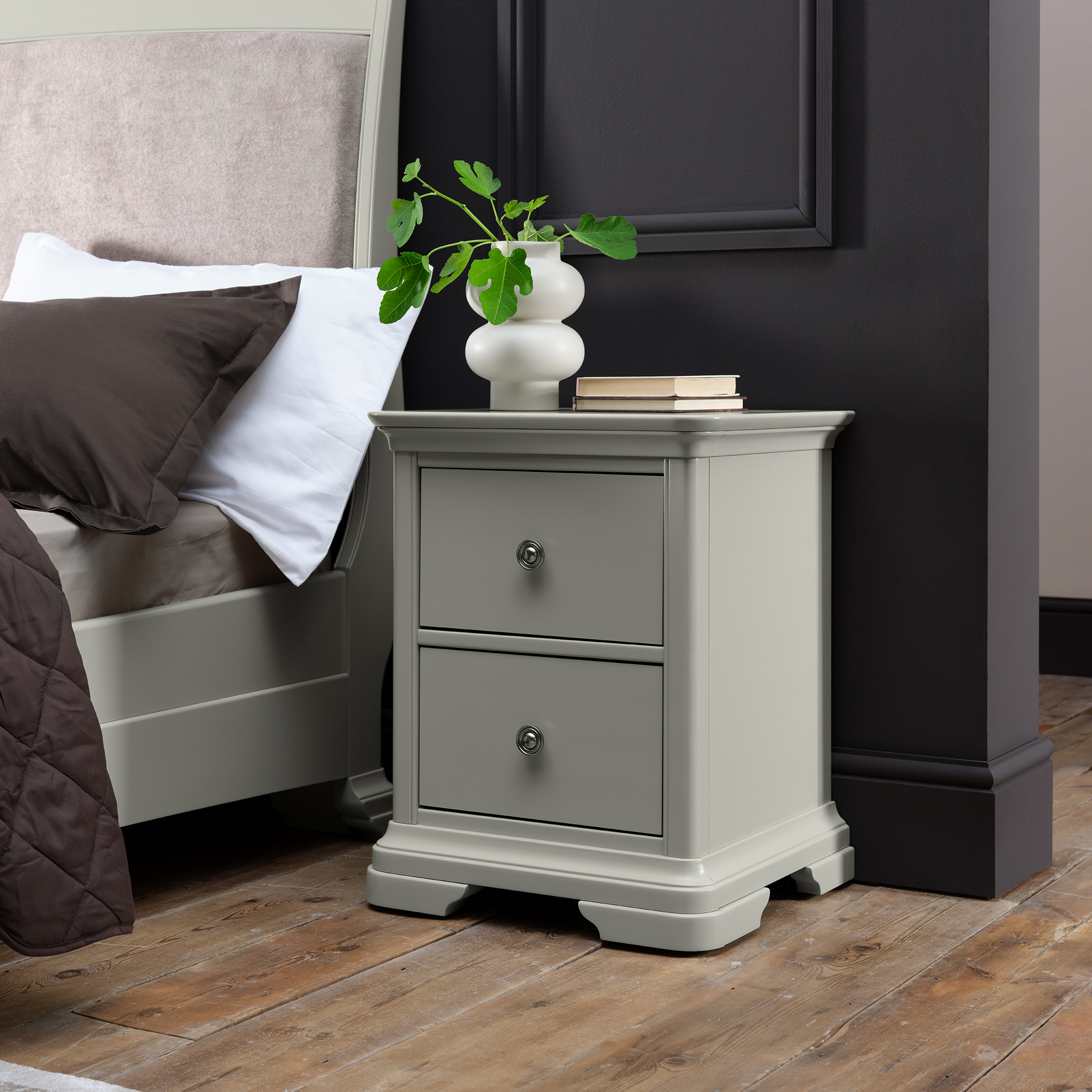Amara - Blue Grey 2 Drawer Bedside Table