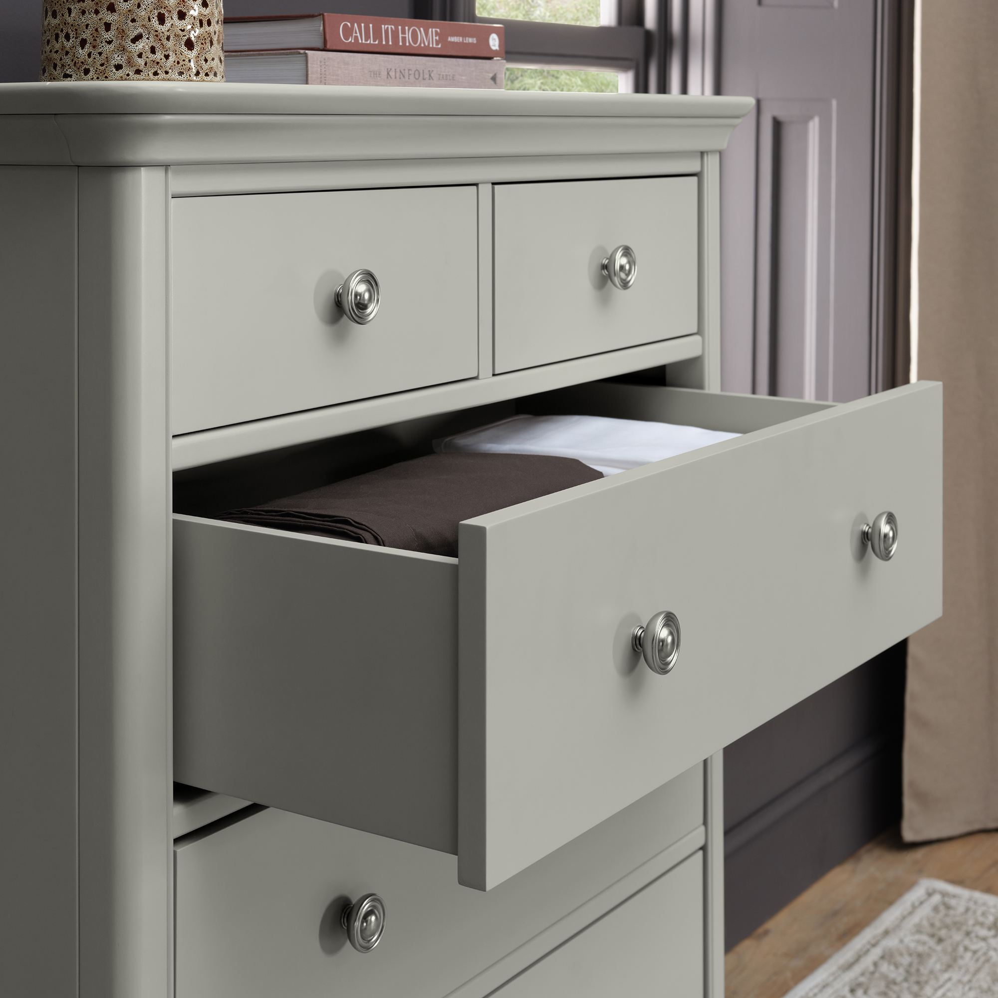 Amara - Blue Grey 6 Drawer Tall Chest