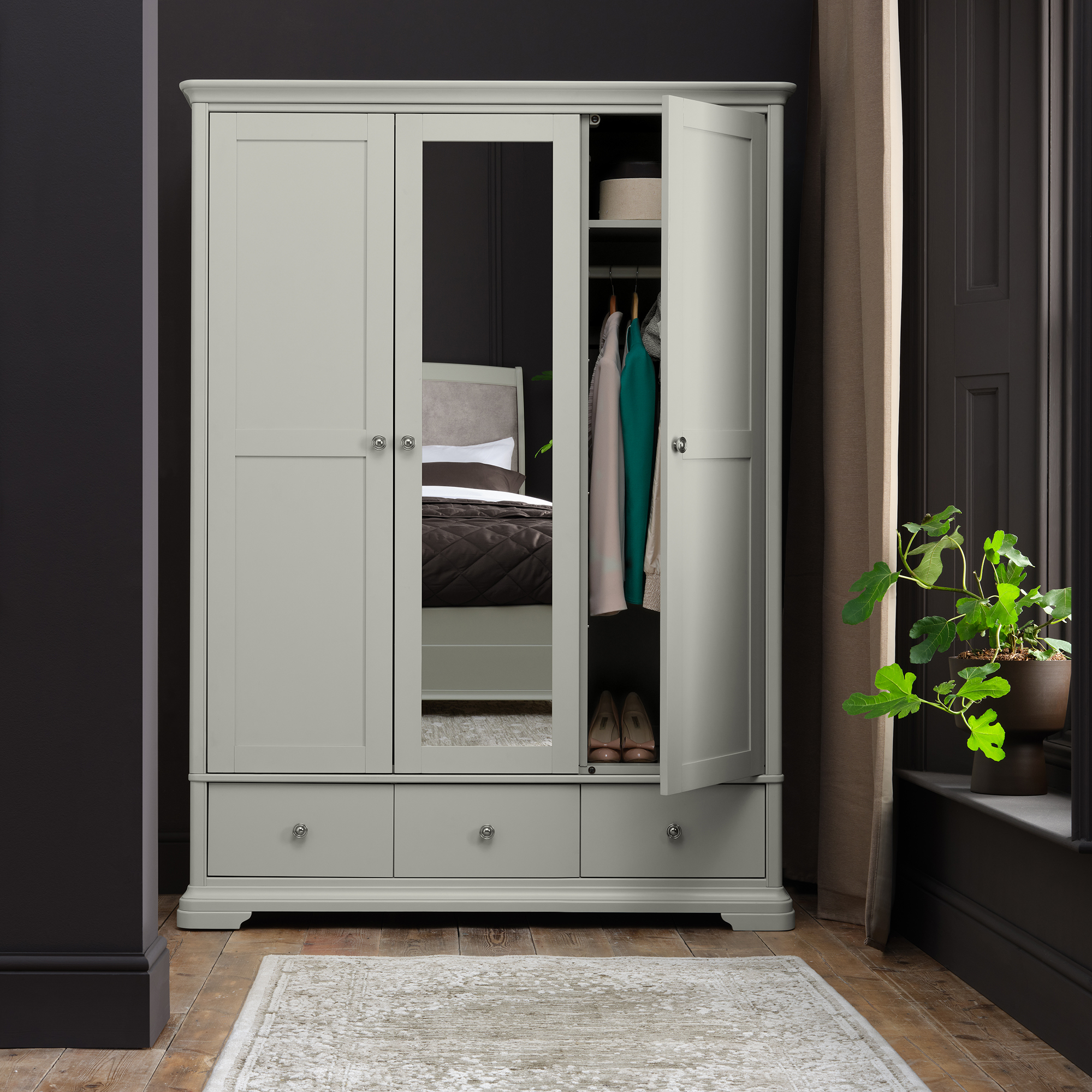 Amara - Blue Grey Triple Wardrobe