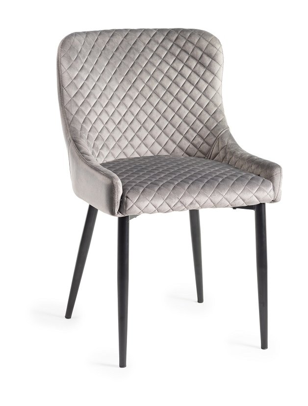 Ramsay - X Leg Oak Effect 6 Seater Dining Table & 6 Grey Velvet Cezanne Dining Chairs