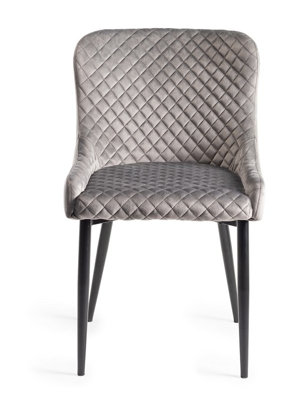 Ramsay - X Leg Oak Effect 6 Seater Dining Table & 4 Grey Velvet Cezanne Dining Chairs