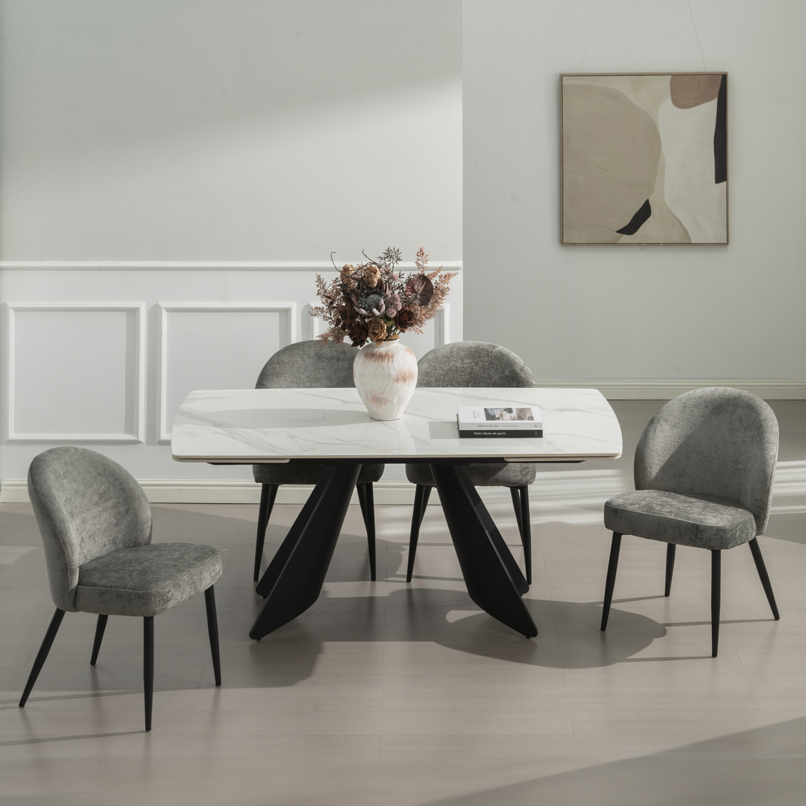 Levanti H5218 3 M2 WhiteTable BlackLeg GreyChair