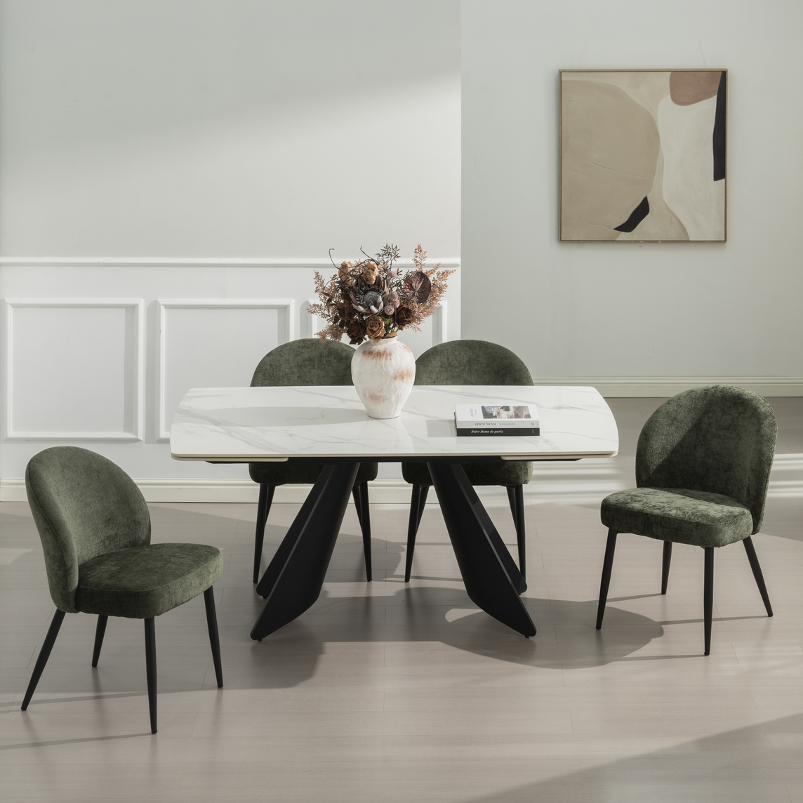 Levanti H5218 3 M2 WhiteTable BlackLeg GreenChair  2 
