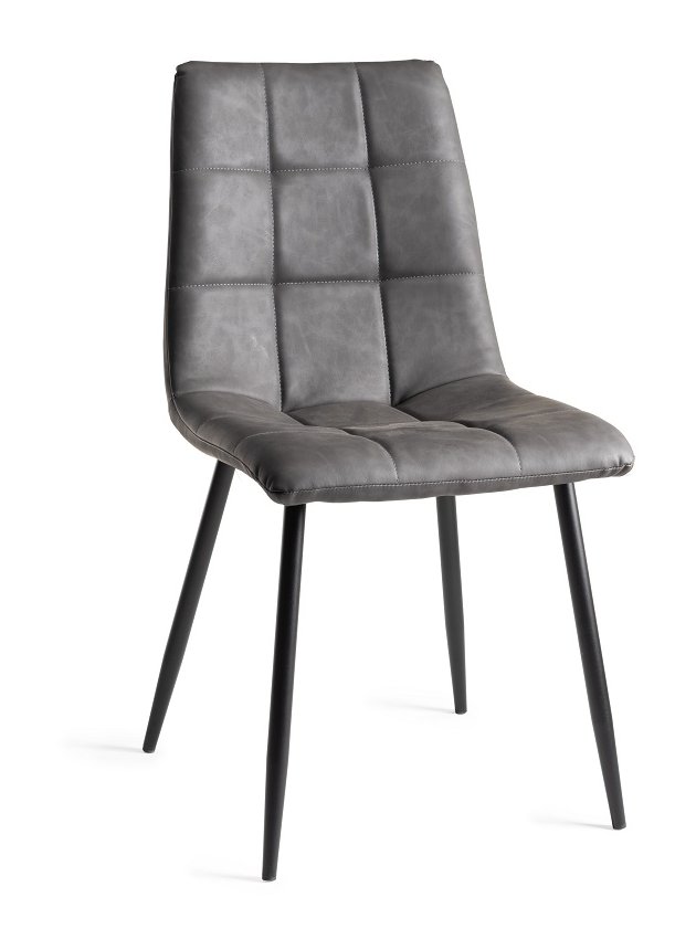Ramsay - X Leg Oak Effect 6 Seater Dining Table & 6 Dark Grey Faux Leather Mondrian Dining Chairs