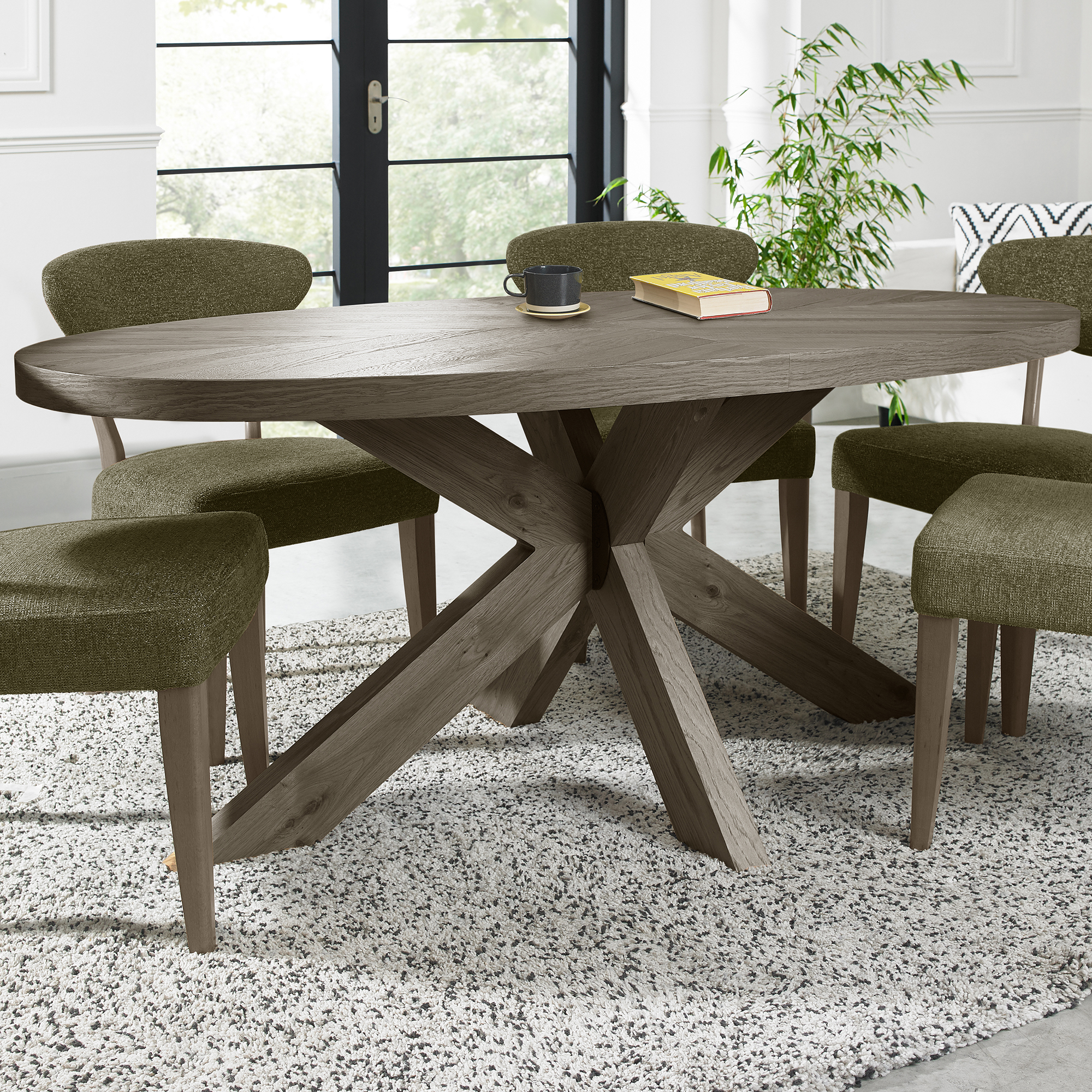 Bosco - Fumed Oak Large 6 Seater Wooden Dining Table