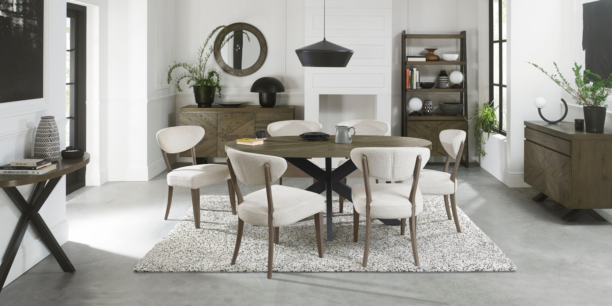 Bosco - Fumed Oak Dining Chair in Oatmeal Fabric (Pair)
