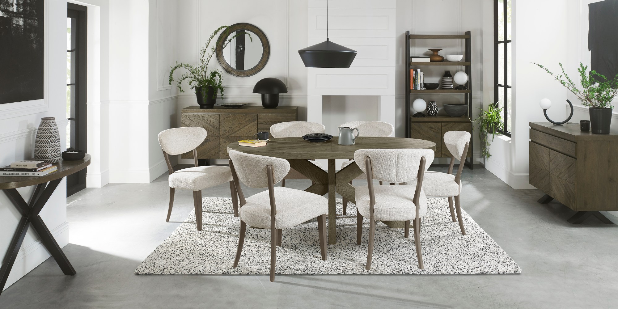 Bosco - Fumed Oak Dining Chair in Oatmeal Fabric (Pair)