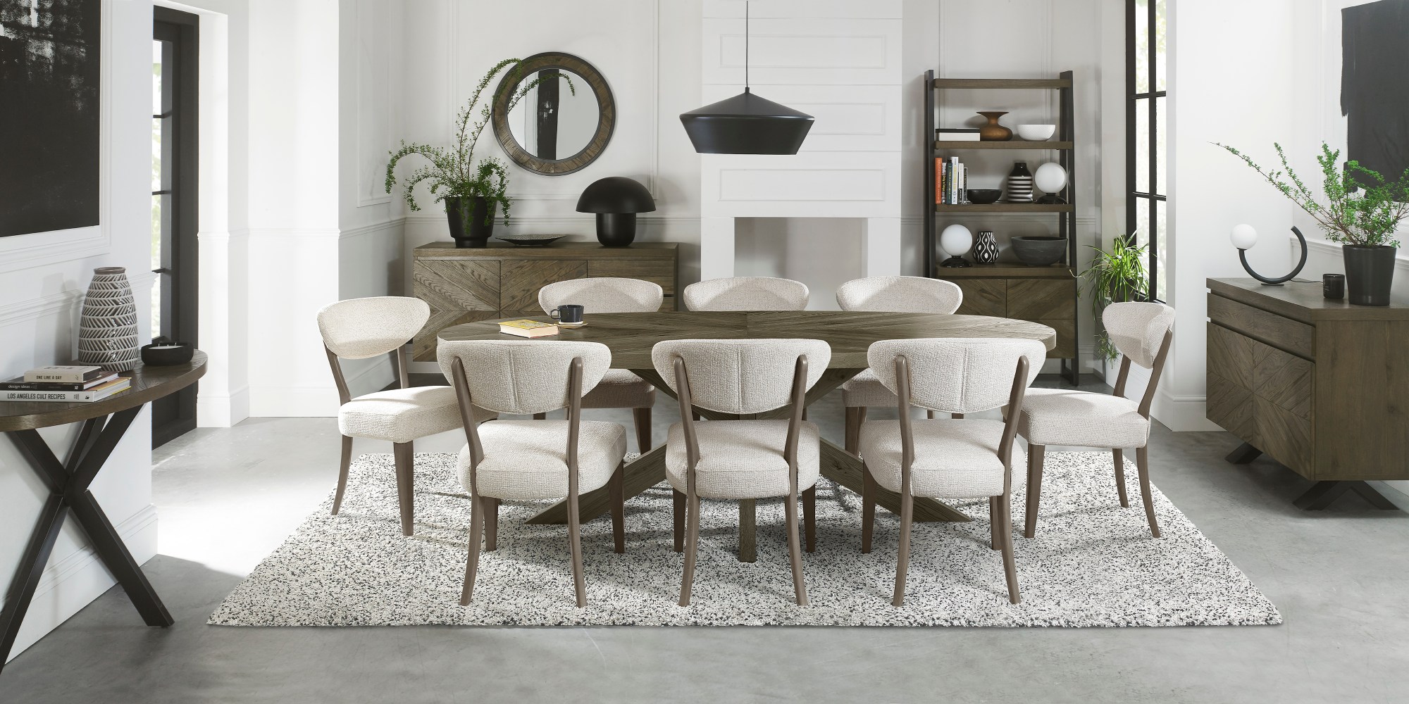 Bosco - Fumed Oak Dining Chair in Oatmeal Fabric (Pair)
