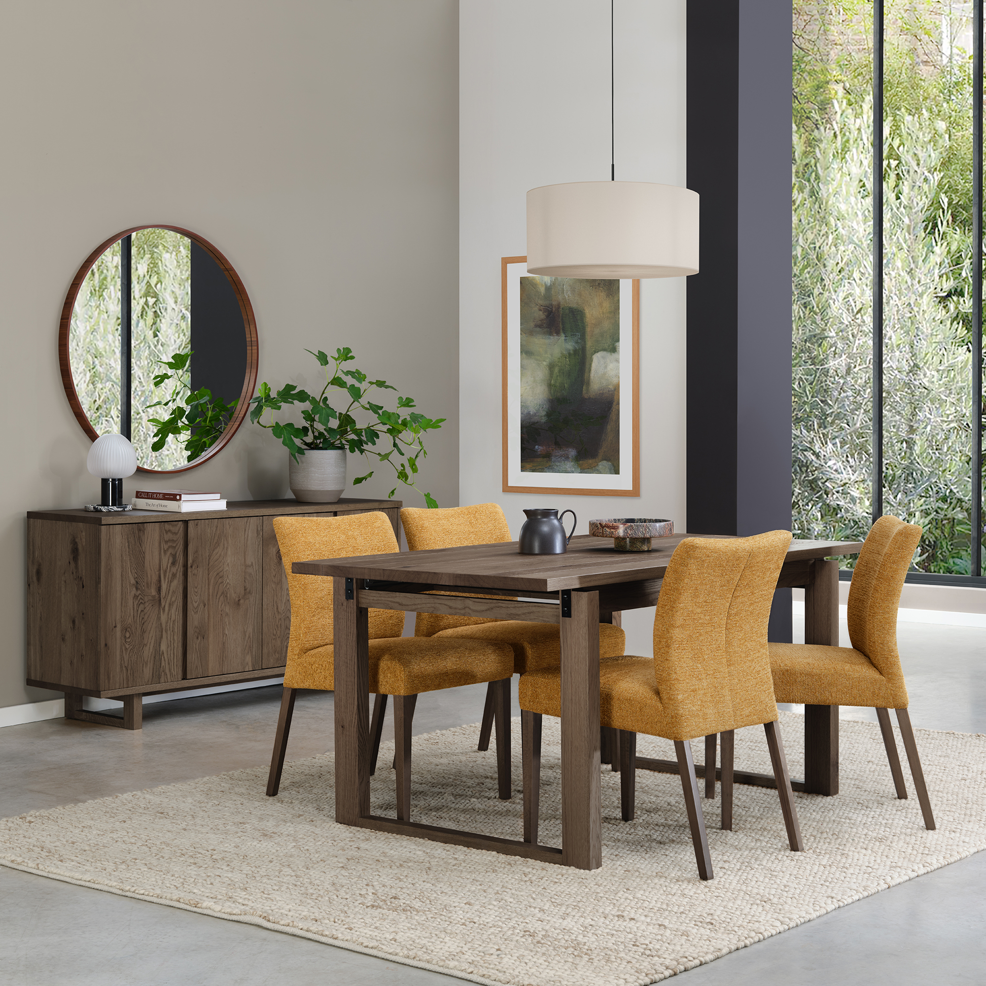 Alto - Dark Oak Dining Chair in Mustard Fabric (Pair)
