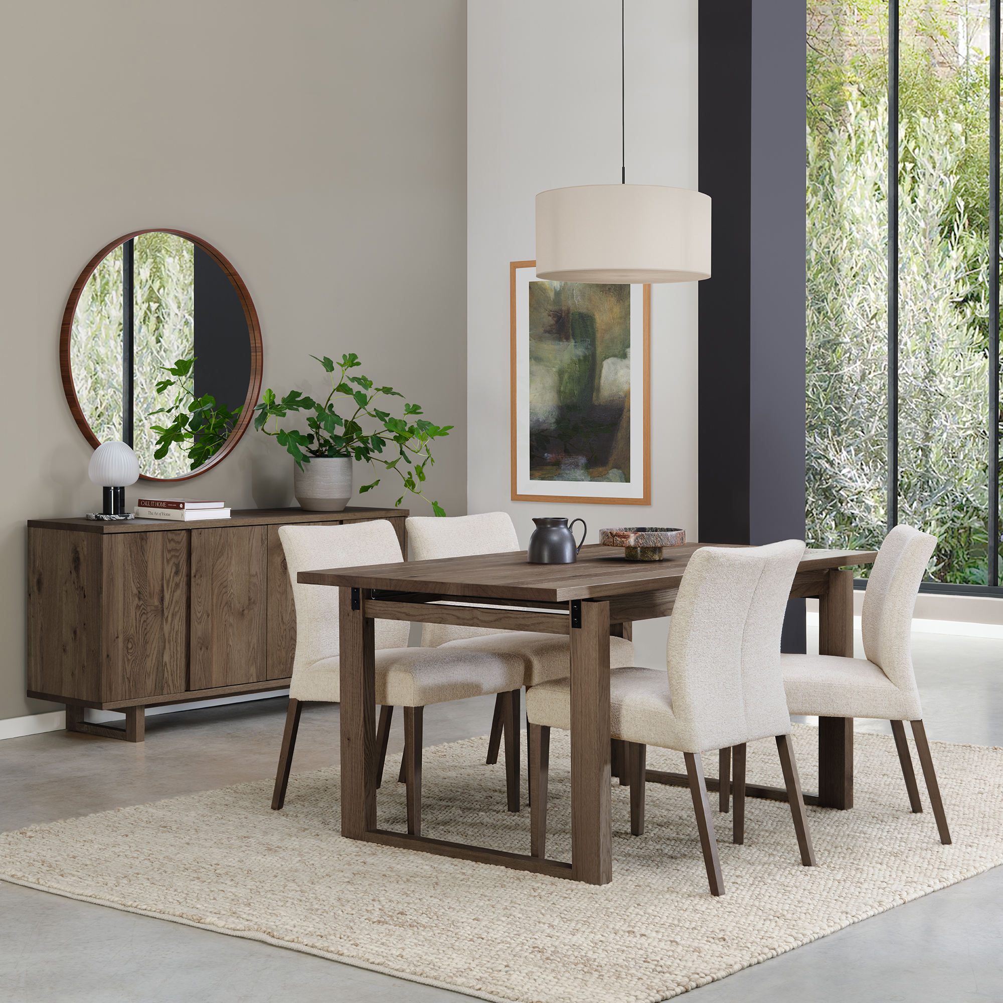Alto - Dark Oak Dining Chair in Oatmeal Fabric (Pair)