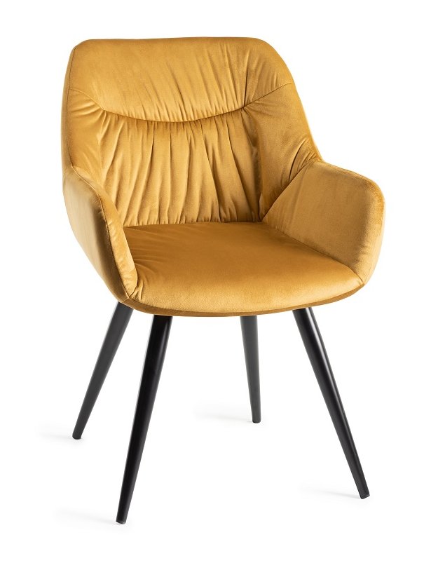 Ramsay - X Leg Oak Effect 6 Seater Dining Table & 6 Mustard Velvet Dali Dining Chairs