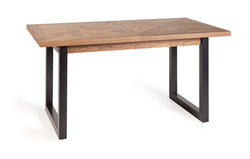 Lowry - Rustic Oak 4-6 Seater Extendable Table & 4 Grey Faux Leather Cezanne Dining Chairs