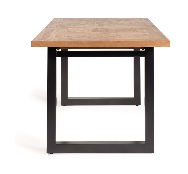 Lowry - Rustic Oak 4-6 Seater Extendable Dining Table & 4 Blue Velvet Dali Dining Chairs