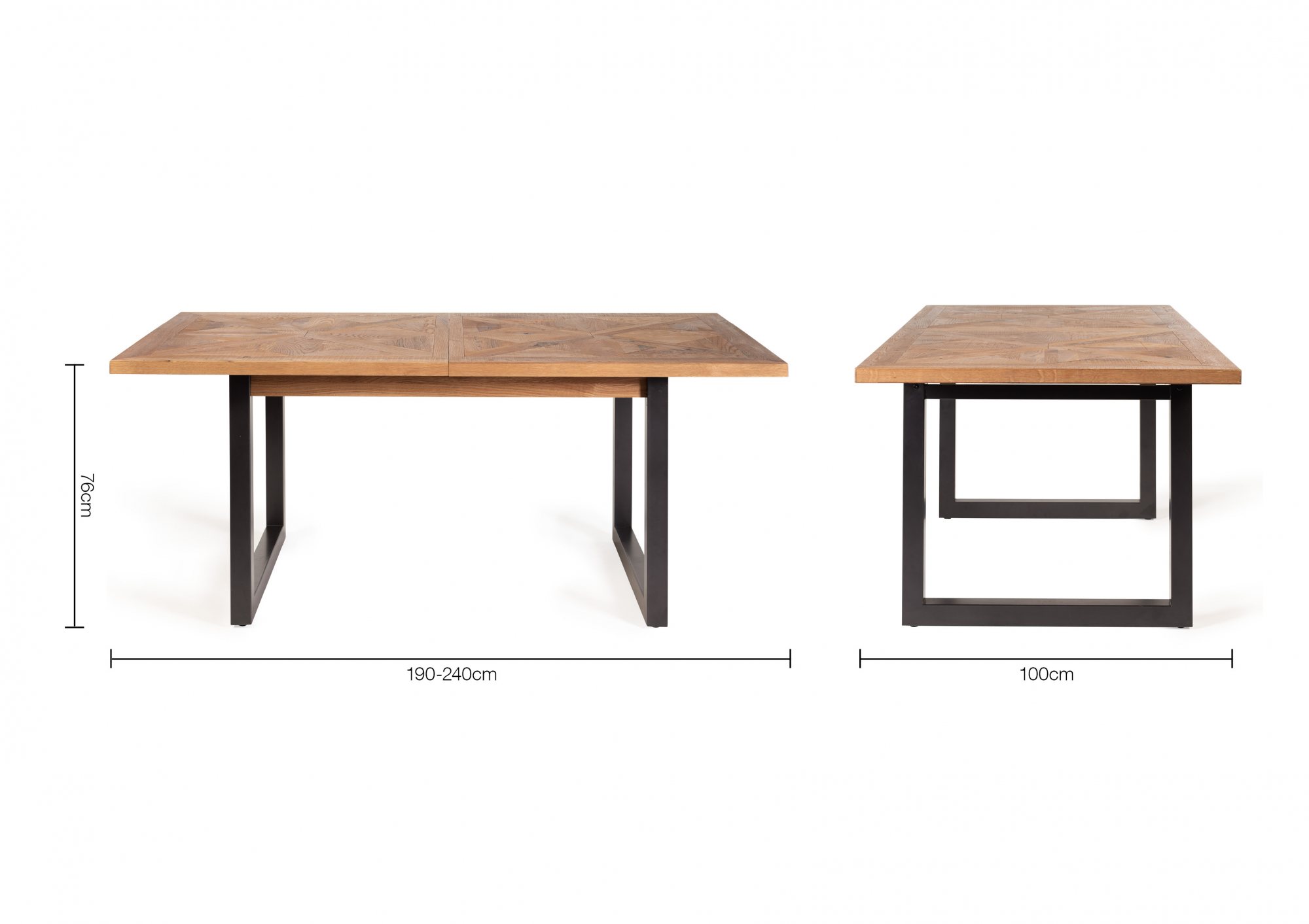 Lowry - Rustic Oak 6-8 Seater Extendable Dining Table & 6 Blue Velvet Cezanne Dining Chairs