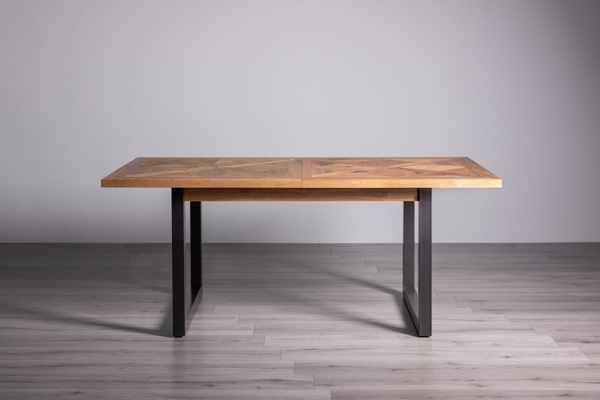 Lowry - Rustic Oak 6-8 Seater Extendable Dining Table & 6 Grey Velvet Dali Dining Chairs