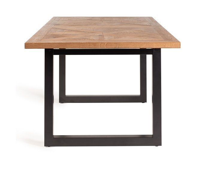 Lowry - Rustic Oak 6-8 Seater Extendable Dining Table & 6 Blue Velvet Fontana Dining Chairs