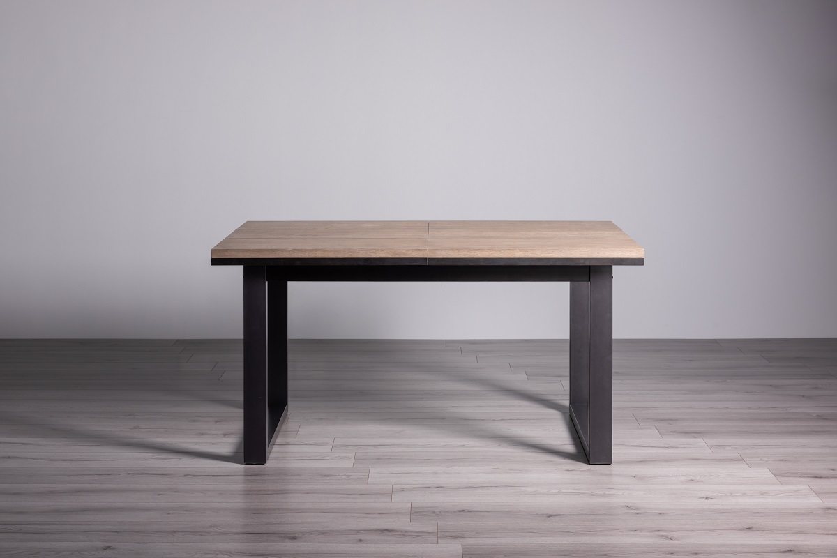 Turner - Weathered Oak 4-6 Seater Extendable Table & 4 Grey Faux Leather Cezanne Dining Chairs