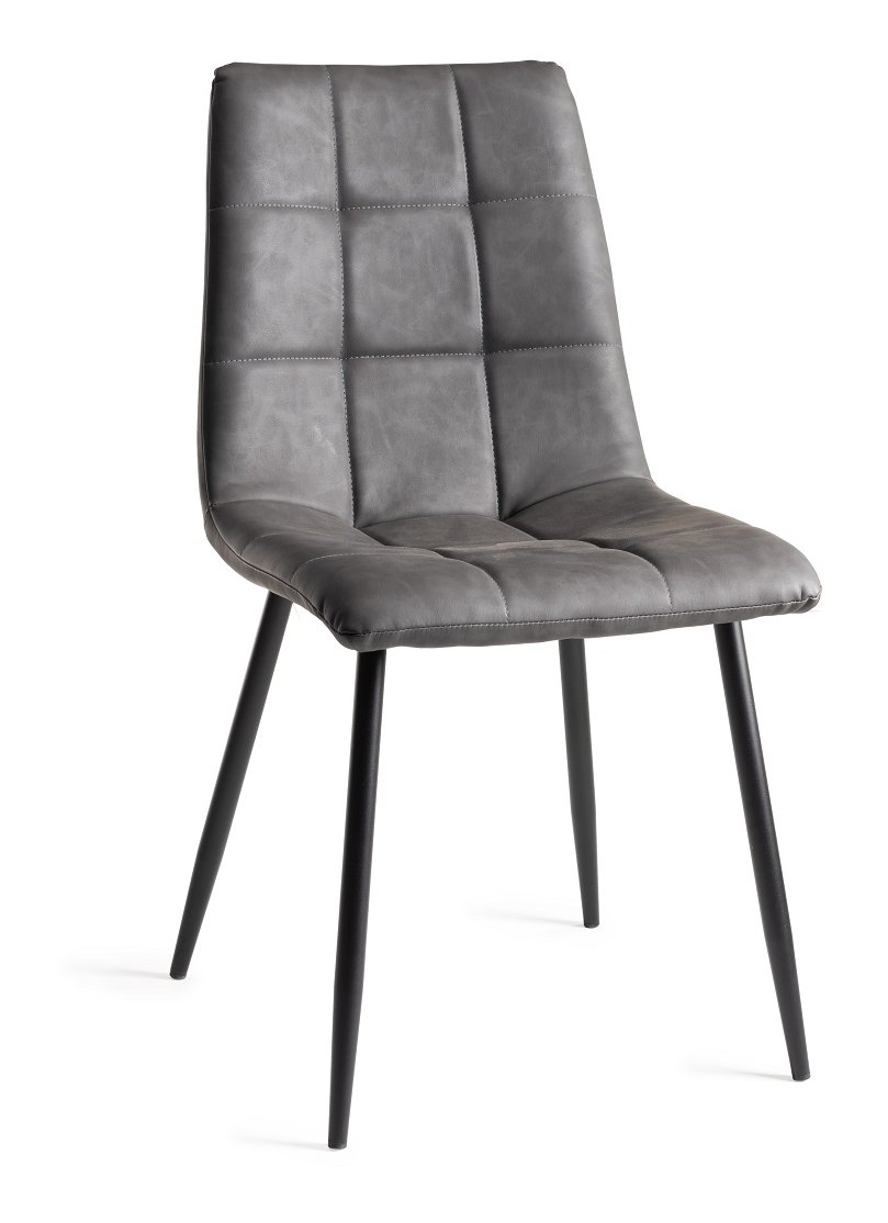 Mondrian - Dining Chair in Dark Grey Faux Leather (Pair)