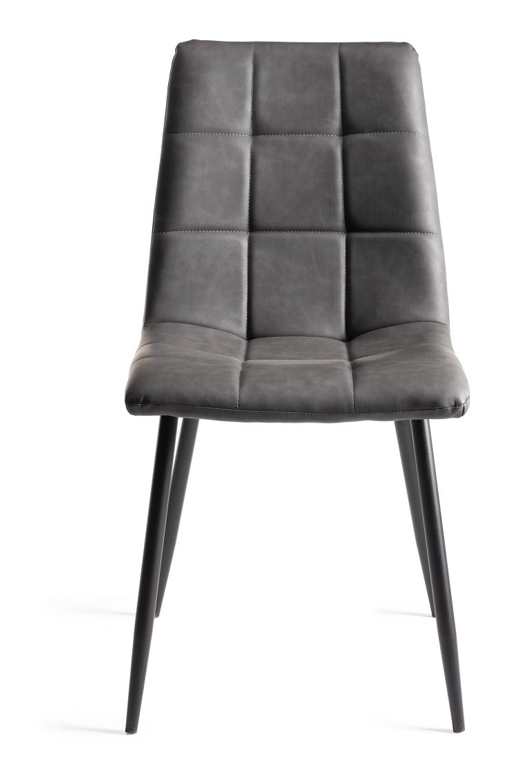 Mondrian - Dining Chair in Dark Grey Faux Leather (Pair)