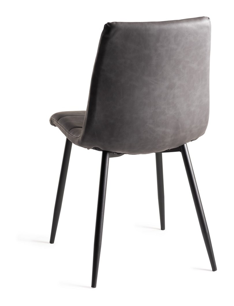 Mondrian - Dining Chair in Dark Grey Faux Leather (Pair)