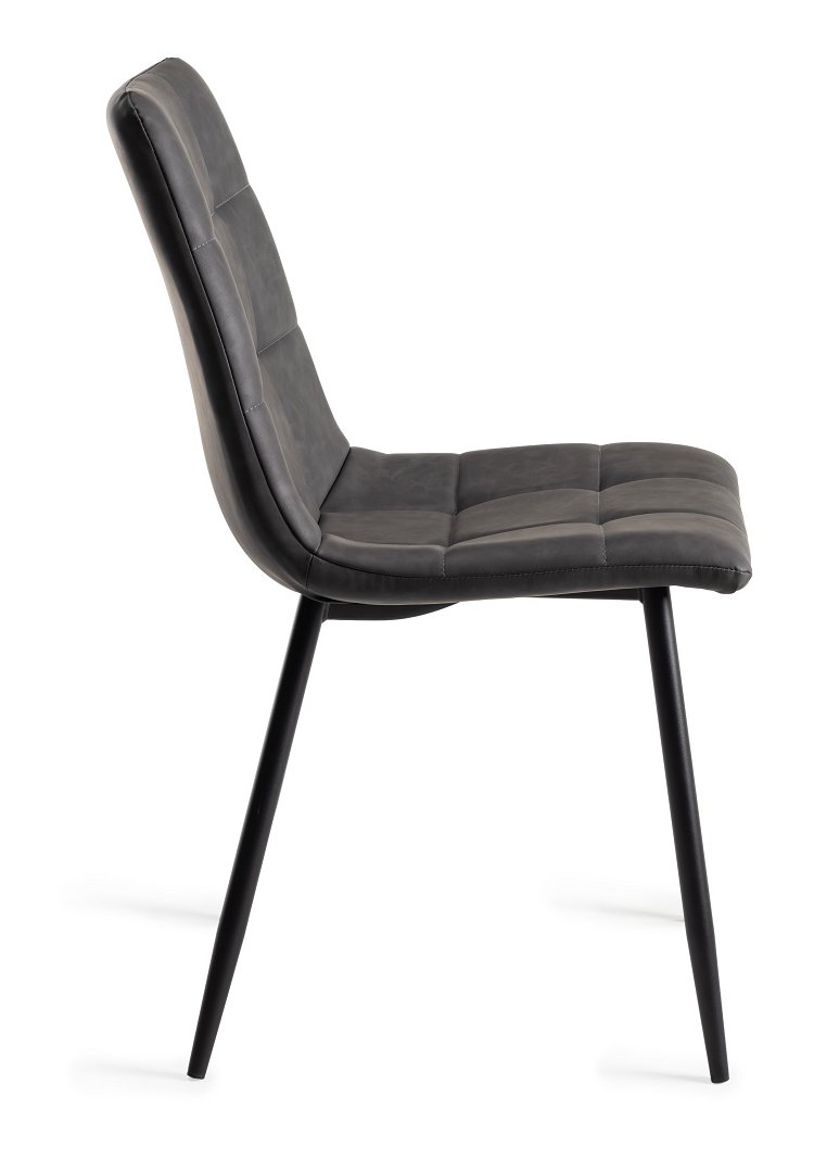 Mondrian - Dining Chair in Dark Grey Faux Leather (Pair)