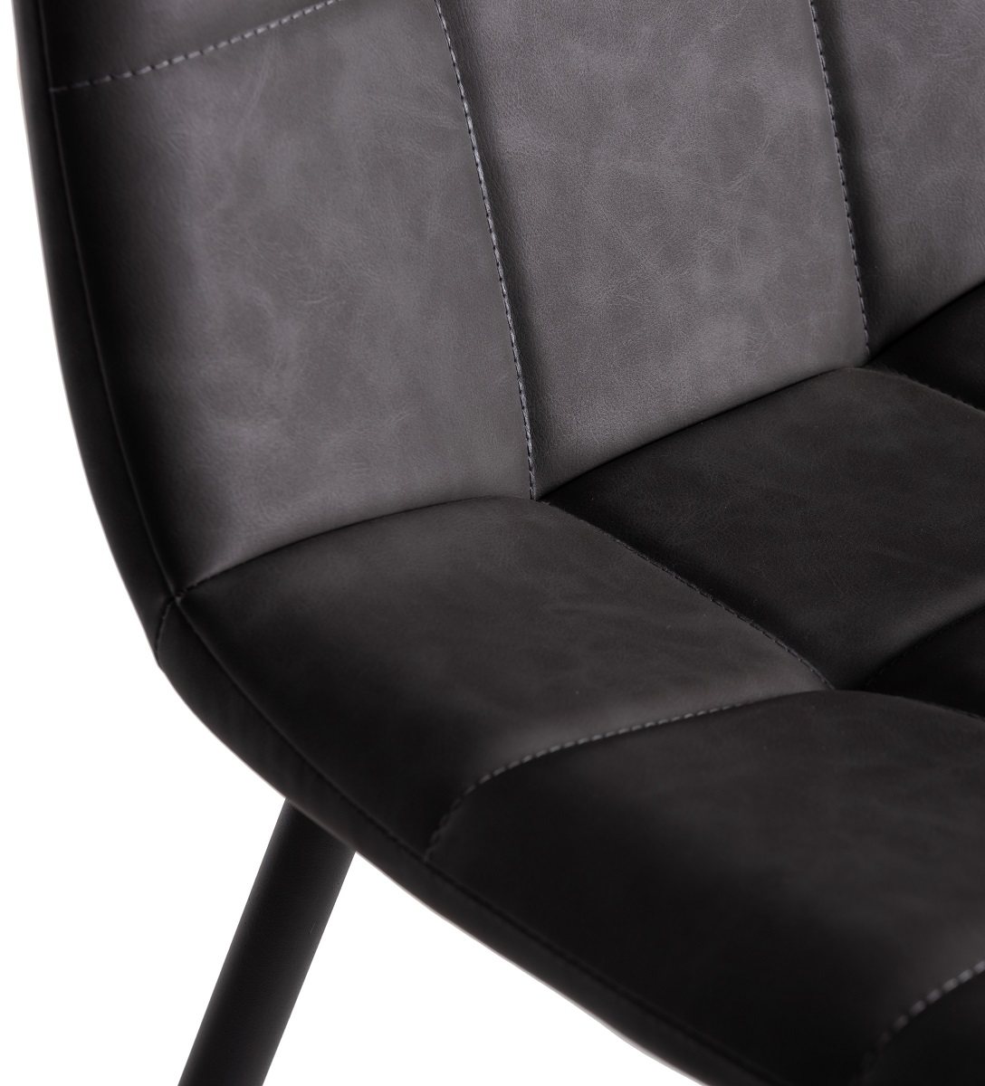 Mondrian - Dining Chair in Dark Grey Faux Leather (Pair)